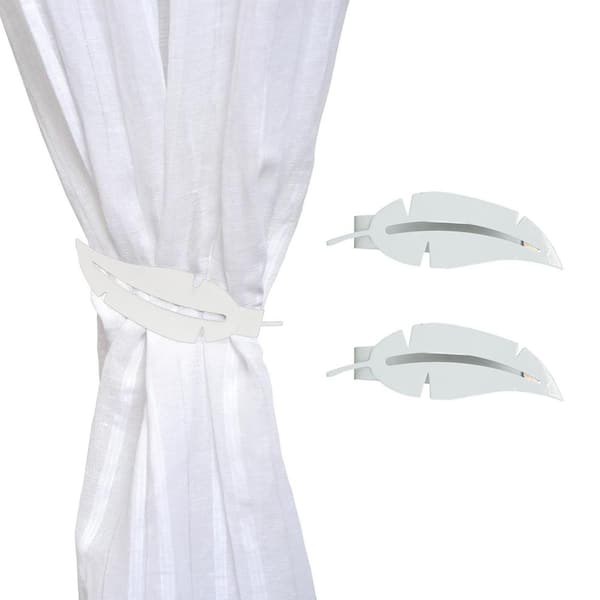 EVIDECO French home goods White Magnetic Metal Feather Curtain Tie Back (Set of 2)
