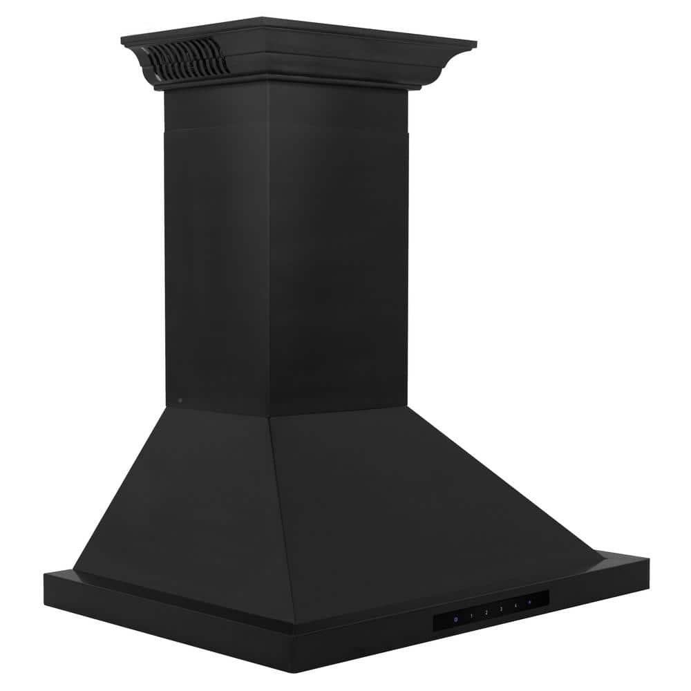 24 Inch Black Stainless Steel Wall Mount Range Hood with Bluetooth Speakers