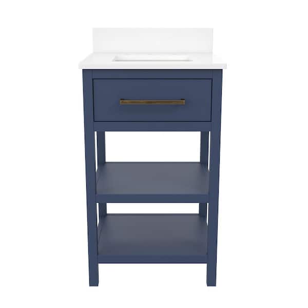 REALROOMS Pisa 20.5 in. W x 18.5 in. D x 38 in. H Bath Vanity with Top in Navy Blue