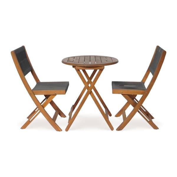 MADE 4 HOME Hoover Grey 3-Piece Wood Round Outdoor Bistro Set