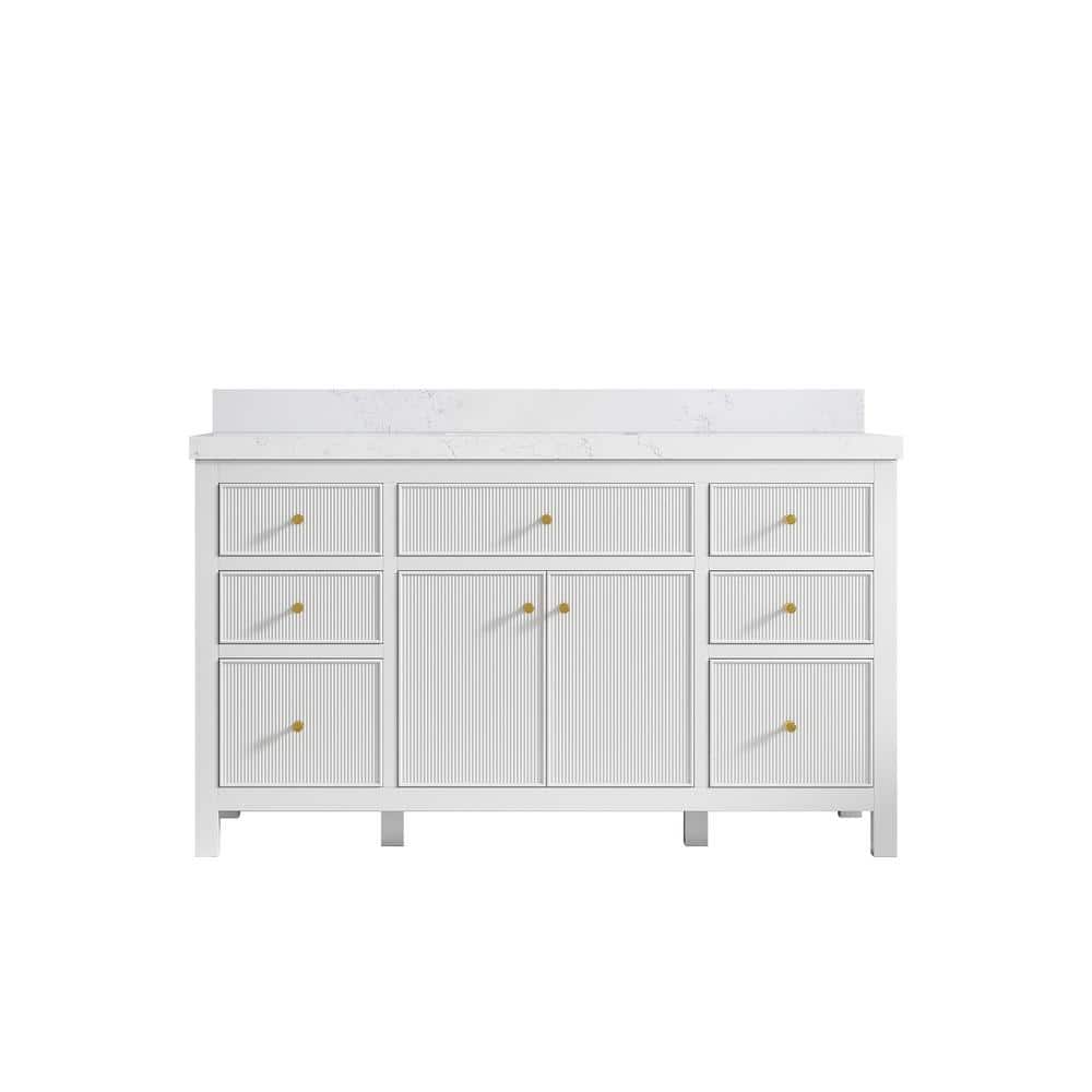 "Sonoma 60 in. W x 22 in. D x 36 in. H Single Sink Bath Vanity in White with 2"" Empira Quartz Top" price history on PriceWatchPro