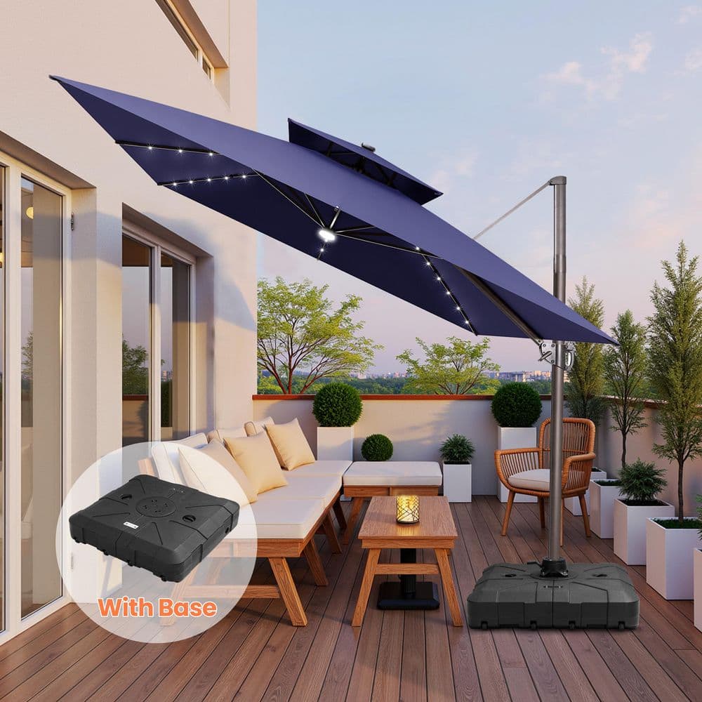 cloud mountain 10 ft patio steel offset hanging patio umbrella Amazon.com : VOUA 10ft Cantilever Umbrella 8 Ribs Umbrella Large Outdoor Umbrella with Crank & Cross Base for Backyard, Poolside, Lawn and Garden, Weight Base not Include, Navy complete with 2 large Best Choice Products 10ft Solar