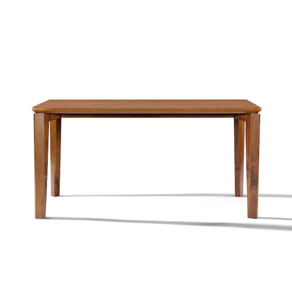 Brown Wood 59 in. W 4 Legs Rectangle Dining Table (Seats 6)