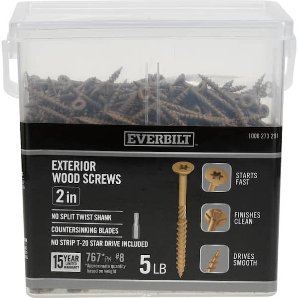 Everbilt #8 x 2 in. Star Drive Flat Head Exterior Wood Screws 5 lbs.-Box (767-Piece)