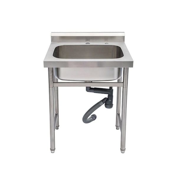 25 in. Freestanding Stainless Steel 1-Compartments Commercial Kitchen/Utility Sink with Drain