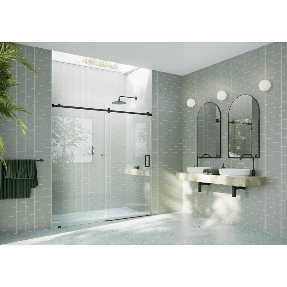 Astro 72" x 78" Frameless Glass Sliding Shower Door in Matte Black