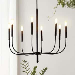 Amoros 27.25 in. 8-Light Modern Mid-Century Iron LED Chandelier, Oil Rubbed Bronze