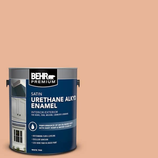 BEHR PREMIUM 1 gal. #M210-4 Peach Shortcake Urethane Alkyd Satin Enamel Interior/Exterior Paint