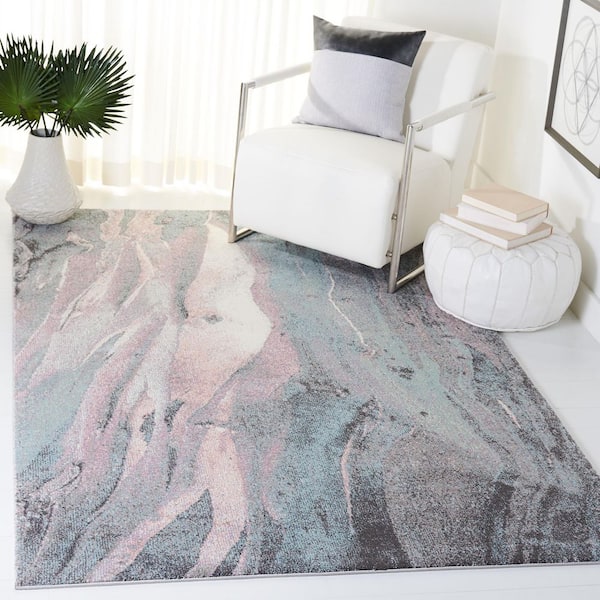 Glacier Pink/Blue 4 ft. x 6 ft. Geometric Area Rug