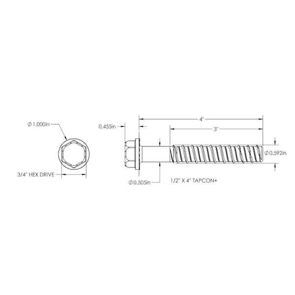 1/2 in. x 4 in. Steel Hex-Washer-Head Indoor/Outdoor Concrete Anchors (2-Pack)