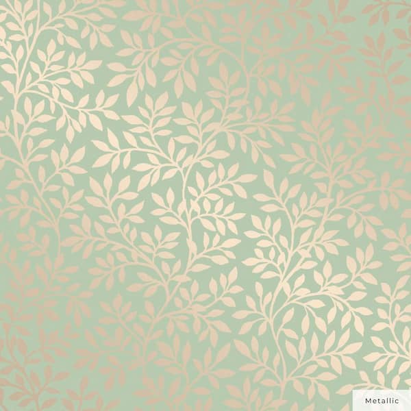 Tempaper Metallic Victorian Teal Vintage Vine Vinyl Peel and Stick Wallpaper Roll (Covers 28 sq. ft.)