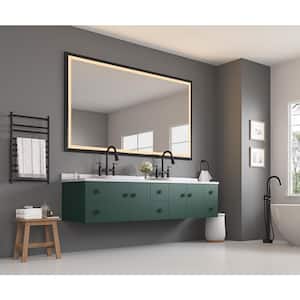 88 in. W x 38 in. H Rectangular Framed Anti-Fog Dimmable Wall Mounted LED Bathroom Vanity Mirror in Black