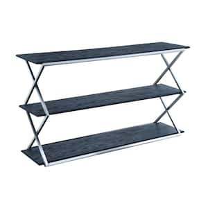 Westlake Black 3-Tier Console Table with Brushed Stainless Steel Frame