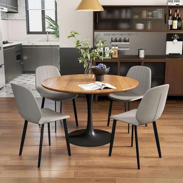 Magic Home Set of 4 Modern Faux Leather Upholstered Dining Chairs with ...