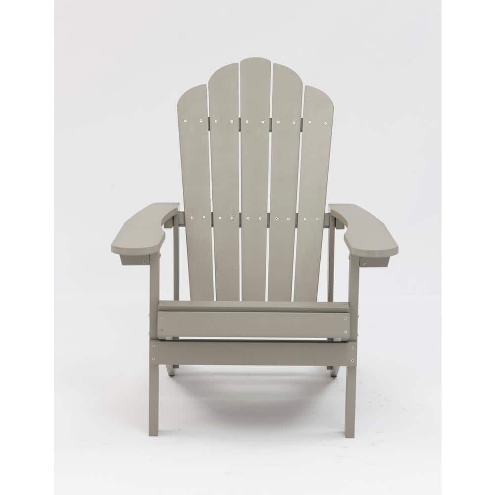 Classic HIPS All-Weather Light Gray Plastic Adirondack Chair, Outdoor Patio