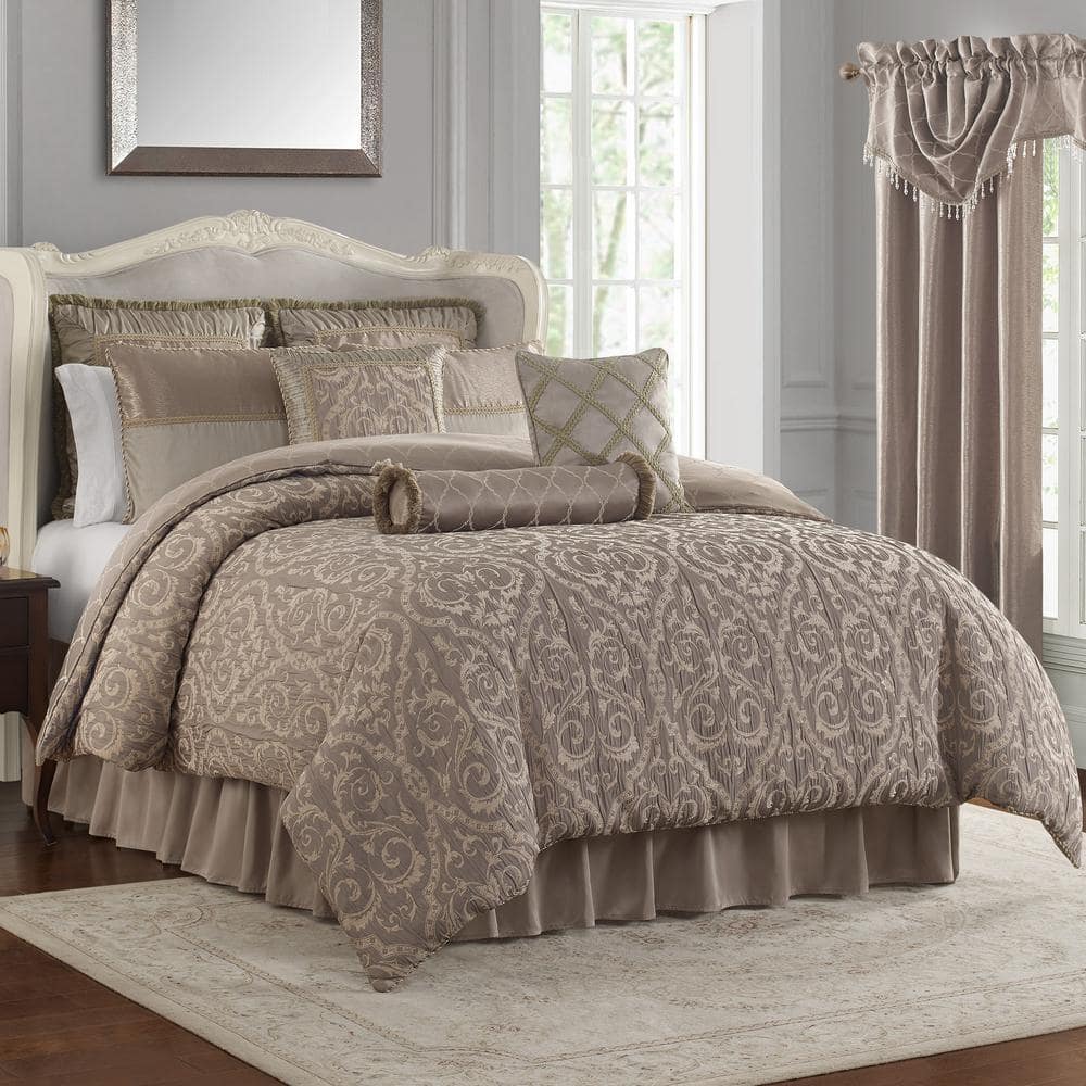 Queen Taupe Down Alternative Reversible Comforter Set