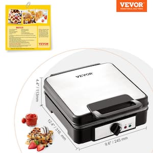 1200-Watts Square Waffle Iron Non-Stick Waffle Cone Machine Stainless Steel Waffle Maker