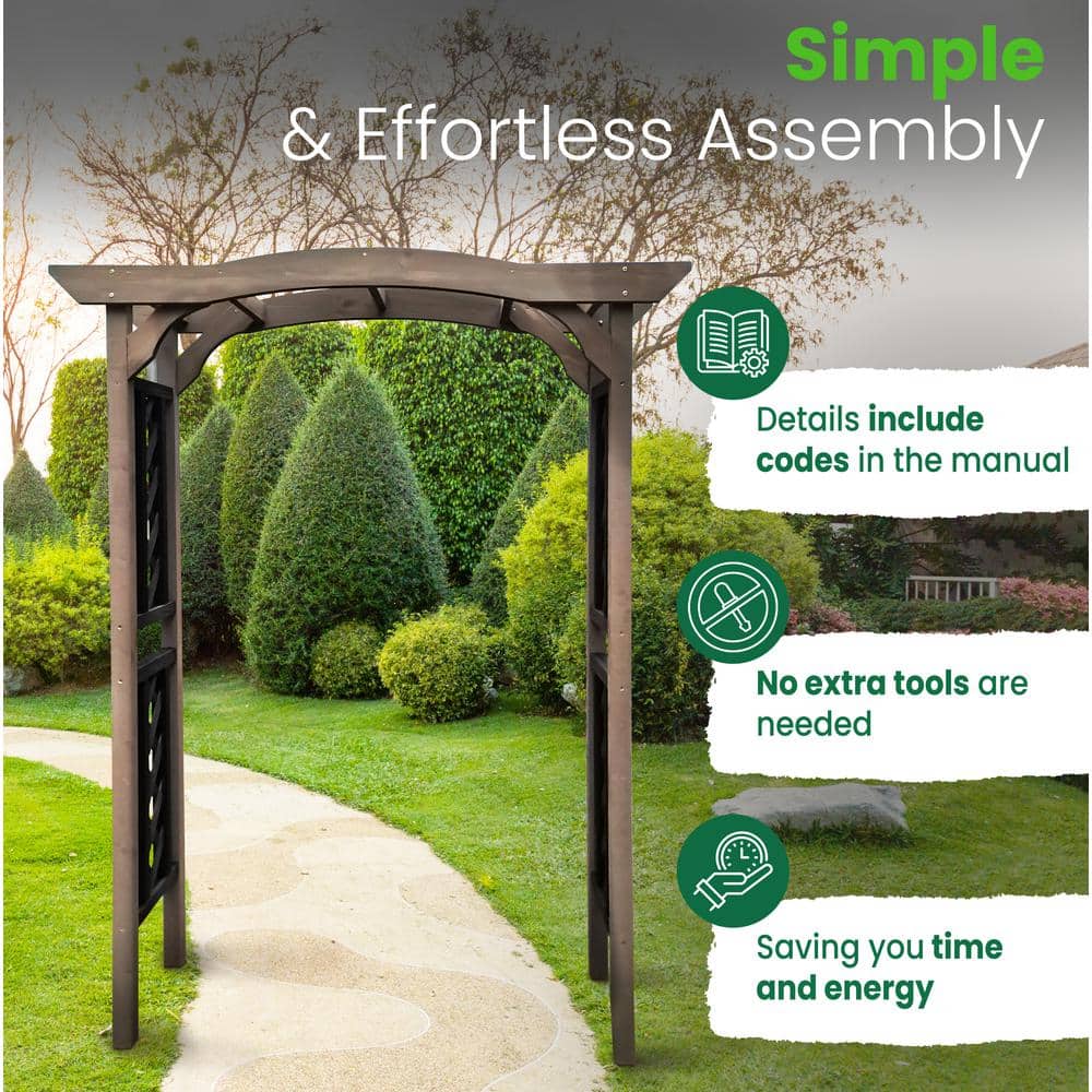 Norfolk Two-Tone Hemlock Wood Garden Arbor with Lattice Sides