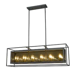 Infinity 12-Light Misty Charcoal Chandelier with Mirror Glass Shade