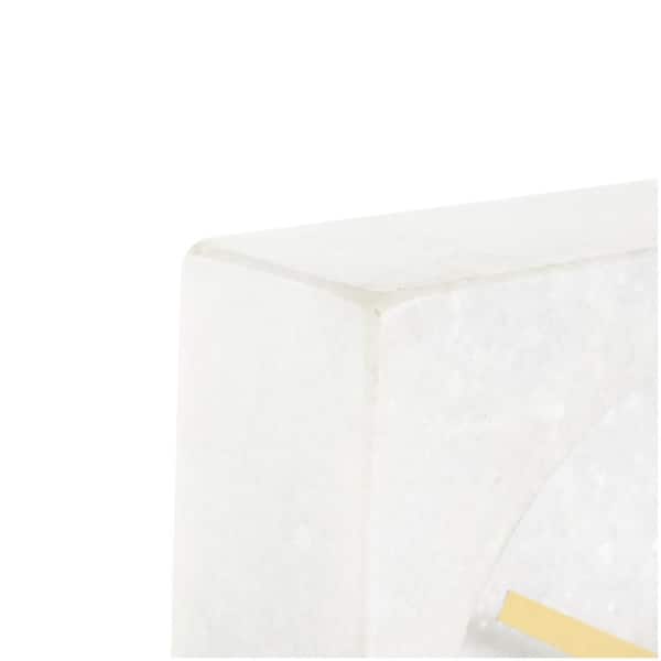 Litton Lane White Marble Minimalistic Rectangular Clock with Recessed Numberless Clockface