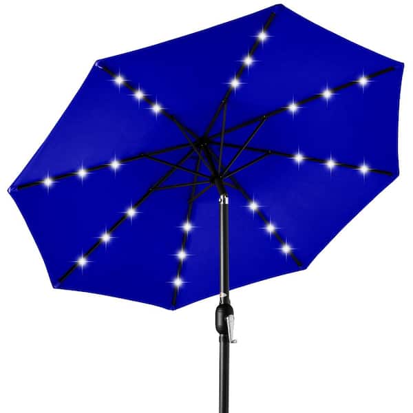 Best Choice Products 10 ft. Market Solar LED Lighted Tilt Patio Umbrella with UV-Resistant Fabric in Resort Blue