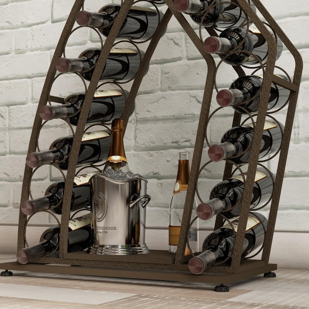 20-Bottle Unique Design Wine Bakers Rack, Freestanding Rack with Storage Bo