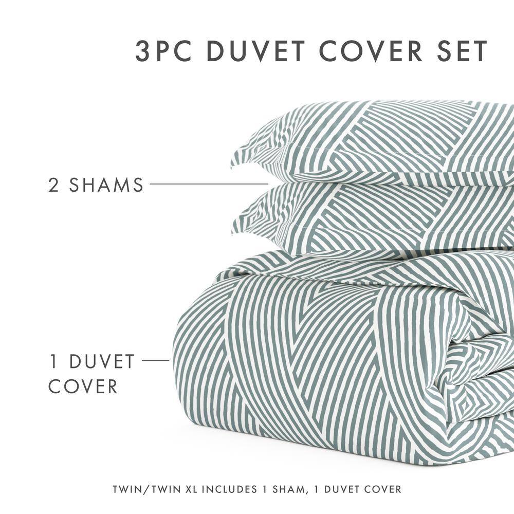 Light Blue Geometric Microfiber Twin/Twin XL Duvet Cover Set