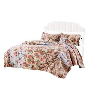 3-Piece Multi-Colored Solid Queen Size Microfiber Quilt Set