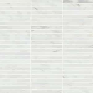 Monet Rectangle 4 in. x 0.4 in. Honed Oriental White Marble Mosaic Tile (4.9 sq. ft./Case)