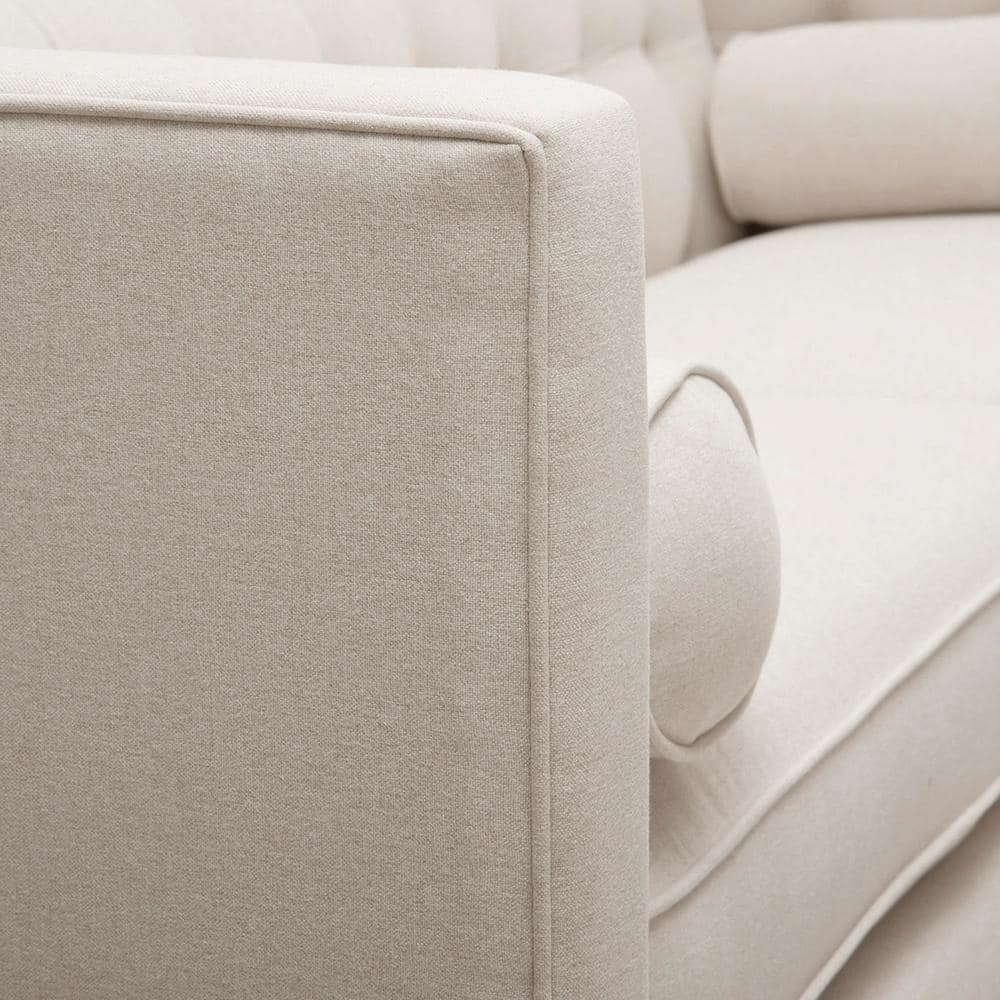 Jack 84" Sky Neutral Beige Velvet Tufted Tuxedo Sofa
