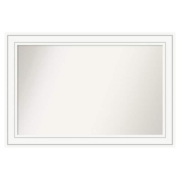 Amanti Art Craftsman White 37 in. x 25 in. Custom Non-Beveled Satin Wood Framed Bathroom Vanity Wall Mirror