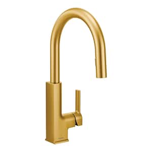 STo Single-Handle Pull-Down Sprayer Kitchen Faucet with Reflex in Brushed Gold