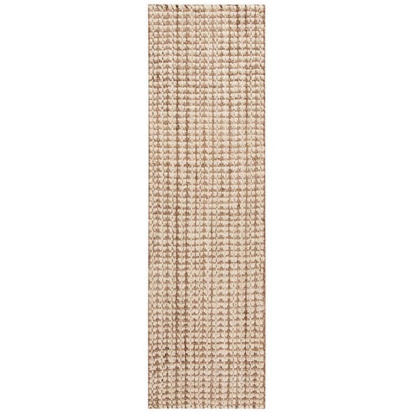 SAFAVIEH Natural Fiber Ivory/Beige 2 ft. x 10 ft. Woven Crosstitch Runner Rug