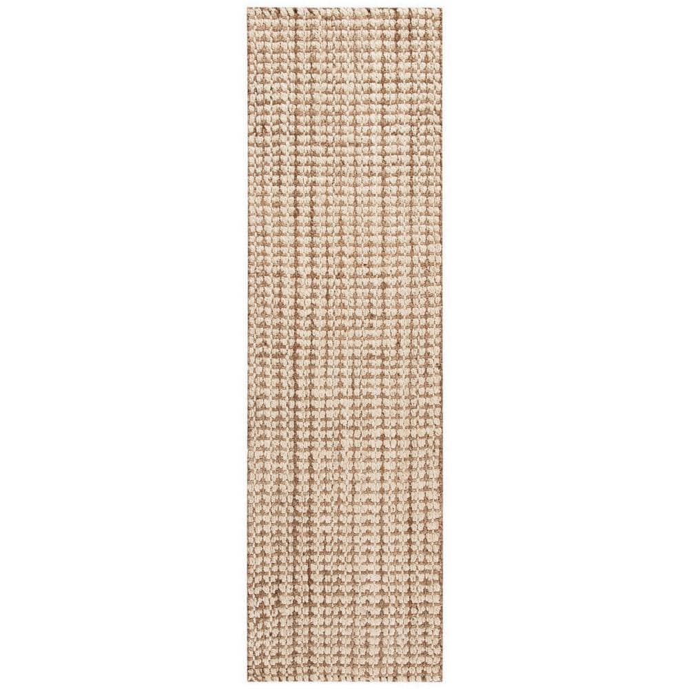 Ivory and Natural Hand-Knotted Jute Runner Rug, 2'3" x 8'