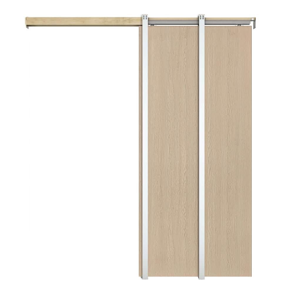 24 in. x 84 in. Light Oak Flush Hollow Core Composite Interior Door Slab with Pocket Door Frame and Hardware Kit price history on PriceWatchPro