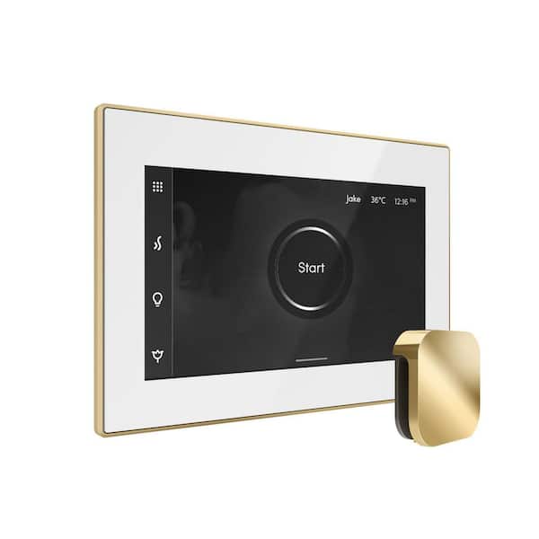 Mr. Steam XDream Max Steam Shower Control Package with iSteamX Control and Steamhead in White Polished Brass