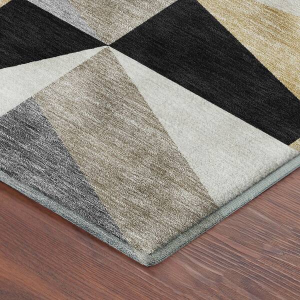 Mayfield Premium Machine Washable Abstract AMF2327 Black 3 ft. x 5 ft. Area Rug