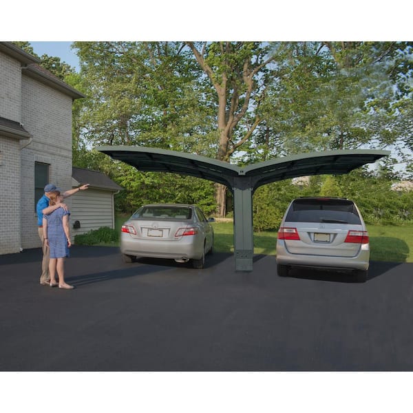 patrouille bovenstaand elektrode CANOPIA by PALRAM Arizona Breeze 19 ft. x 16 ft. Gray Double Wings Shape  Carport with Solid Roof Panels-704985 - The Home Depot