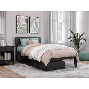 Boston Espresso Twin Solid Wood Solid Wood Storage Platform Bed with 2 Drawers
