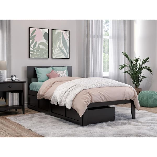 AFI Boston Espresso Twin Solid Wood Solid Wood Storage Platform Bed with 2 Drawers