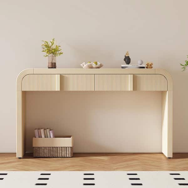 Harper & Bright Designs Stripe Design 55 in. Apricot Cream