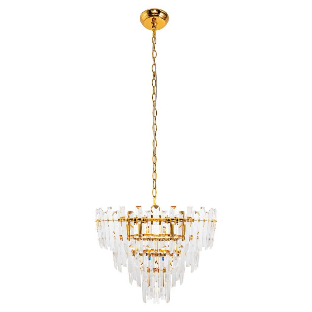 chandelier シェルフ Emeritpro 6-Light Gold 3-Tier Round Chandelier with Crystal Shade