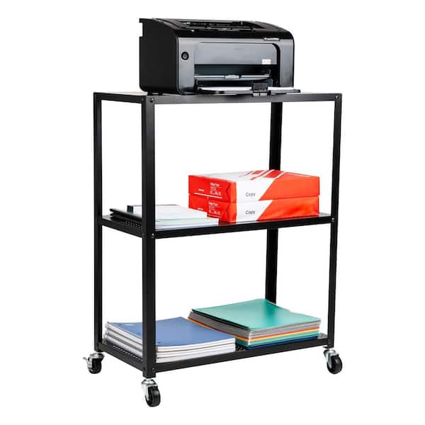 Rolling Cart, Rolling Cart, Microwave Stand, 3-Tier, Coffee Cart, Office, Metal, 23 in. L x 12 in. W x 30 in. H, Black