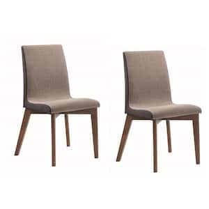 Redbridge Dining Grey and Natural Walnut Side Chairs with Curved Back (Set of 2)