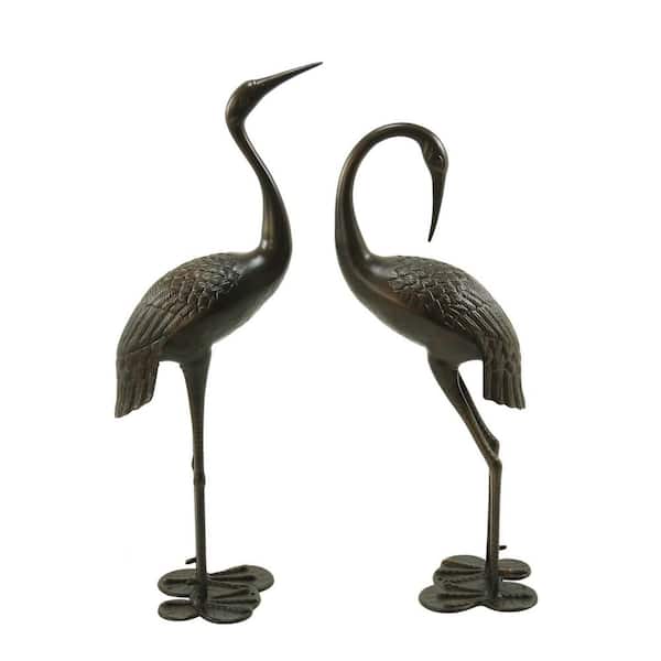 Unbranded Antique Bronze Aluminium Rust Resistant Crane Garden Statue（Set of 2）