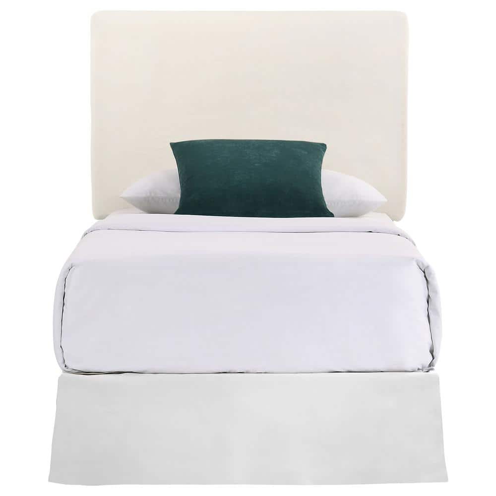 Ivory Faux Fur Upholstered Twin Headboard with Black Legs