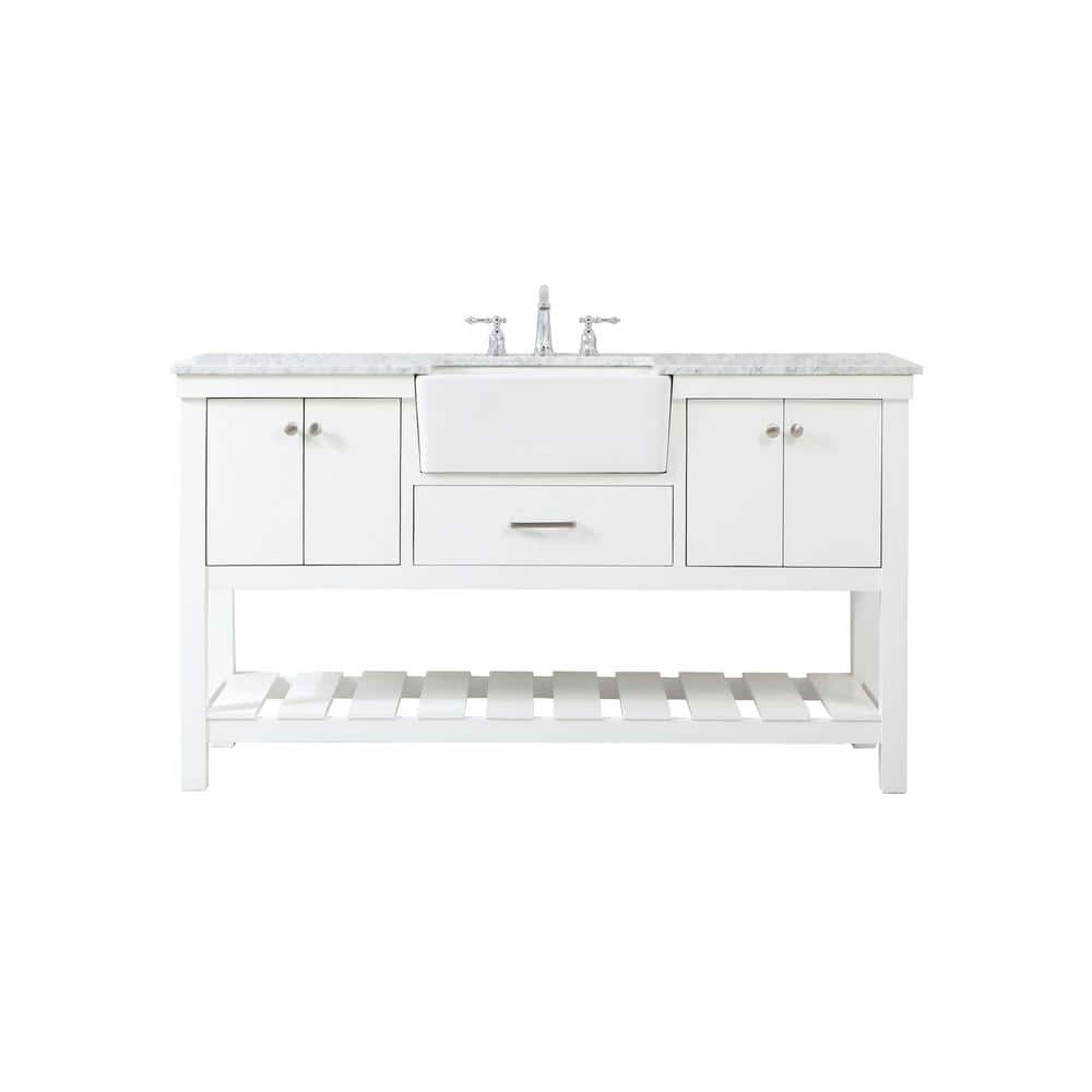 Simply Living 60 in. W x 22 in. D x 34.125 in. H Bath Vanity in White with 