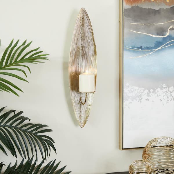 Litton Lane Brass Stainless SteelSingle Candle Wall Sconce