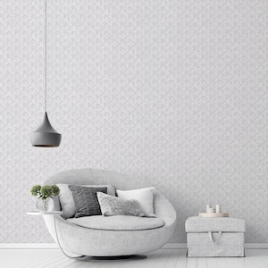 TexStyle Collection Silver/Grey Geometric Block Flock Stripe Metallic Finish Non-Pasted Non-Woven Paper Wallpaper Roll