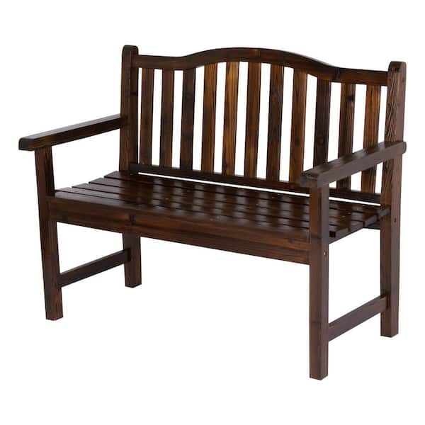 Shine Company Belfort II 45 in. Burnt Brown Wood Outdoor Bench